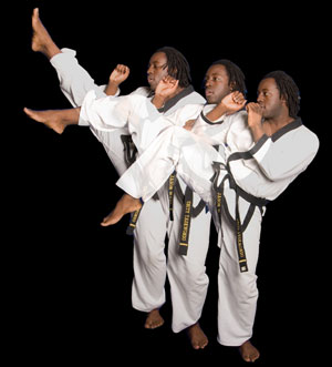 Triple front kick, demonstrated by Jason Wade