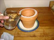 Pour water into sand Pour water into sand