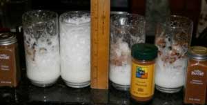 Whipped milk and powders after 5 minutes Whipped milk and powders after 5 minutes